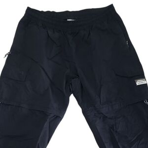 ADIDAS 2-in-1 Black Cargo Track Pants Shorts w/ Zip Pockets | Large